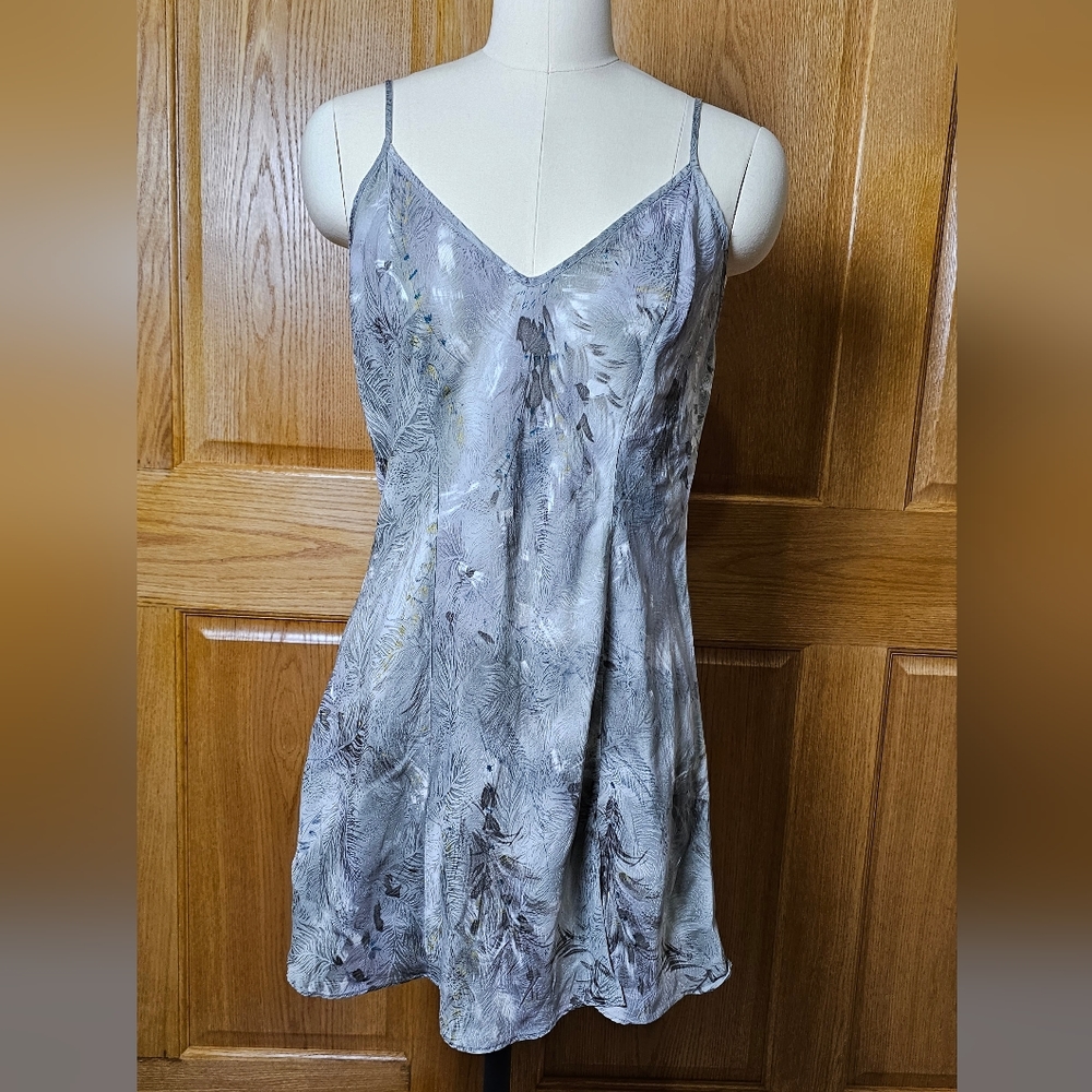 Rare Vintage Victoria's Secret Year 2000 Silver Grassland Silk Slip Dress, sz M